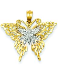 14K Two Tone Gold Butterfly Charm Pendant FindingKing
