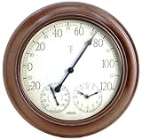 Springfield 91580 14 Inch Metal Garden Thermometer with Hygrometer and Clock