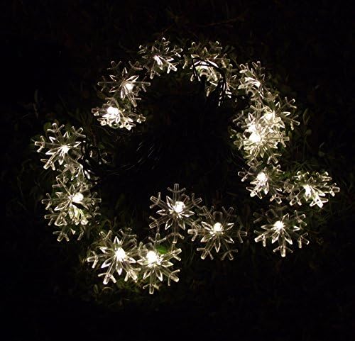 indoor & outdoor Solar string lights 5M 20 LED Fairy String Lights snowflake styled for Christmas, Partys, Wedding, gardens, patio Décor (Warm White)