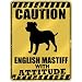 New  Caution : English Mastiff With Attitude  Parking Sign Dog