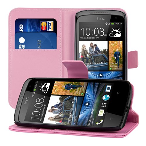 kwmobile® Elegant leather case for the HTC Desire 500 with magnetic fastener and stand function in Hot Pink