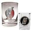Portland Trail Blazers NBA Rocks Glass & Square Shot Glass Set - Primary Logo by Great American Products
