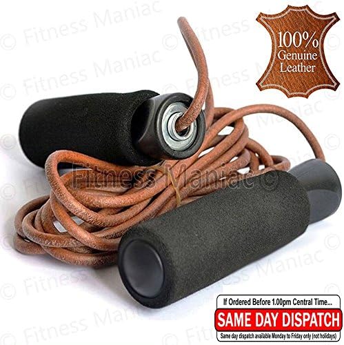 Premium Quality Real Leather Jump Rope Skipping Rope Ball Bearing Foam Handle Jump Fitness Exercise Boxing Home Gym Crossfit Training Jumping Speed Rop - Top Rated Speed Ropes