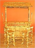 Island Tiki Island Bamboo Tiki Bar with Barstools & Torches Set