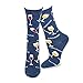 Perfect for a Celebration Party! 3 pairs of Wine and Chardonnay Glass Grapes Purple Blue Cotton Crew Socks for Women 9-11