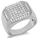 Platinum Plated 4 sided Round White CZ Cubic Zirconia Mens Flashy Hip Hop Iced Pinky Ring (0.60 inch wide)