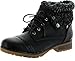 REFRESH WYNNE-01 Women's combat style lace up ankle bootie,6 B(M) US,Black