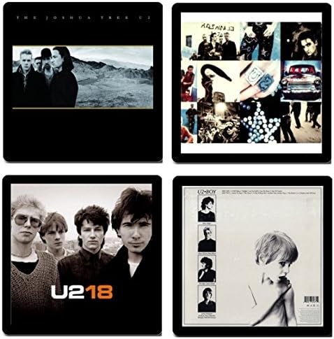 U2 Coaster Collection - Bono- (4) Different Album Covers Reproduced Onto Soft, Absorbent, Collectible Coasters - by N2Pics