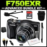 FUJIFILM F750EXR Black 16.0 MP 3.0 LCD 20X Optical Zoom Wide Angle Digital Camera Advanced Bundle Kit includes Card Reader, HDMI Cable, (2) Tripods, Carrying Case, 32GB SD Card and more!