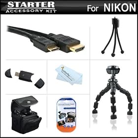 Starter Accessories Kit For The Nikon COOLPIX P7700 12.2 MP Digital Camera Includes Deluxe Carrying Case + 7 Flexible Tripod + Mini HDMI Cable + USB High Speed 2.0 SD Card Reader + LCD Screen Protectors + Mini TableTop Tripod + MicroFiber Cleaning Cloth