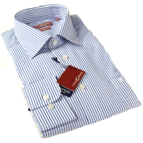 Casa Moda Langarm Slim Line Hemd blau/weiss 100% 