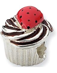 Reflection Beads Silver Enamel Strawberry Cupcake Food Bead