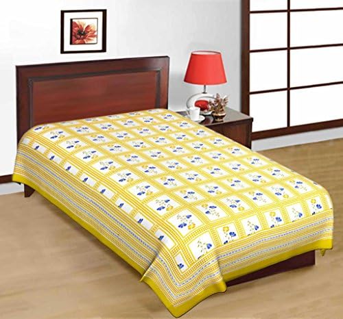 Kismat Collection Pure Cotton Printed Jaipuri & Sanganeri Single Bedsheet