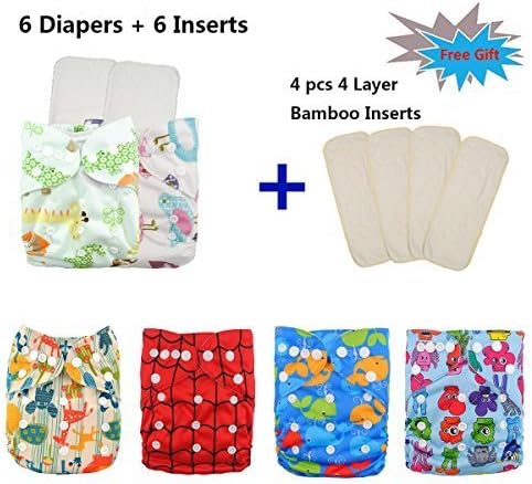 Baby Reuseable Washable Pocket Cloth Diaper 6PCS+ 6 Inserts 6FN32 by Huapin
