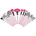 Premium Synthetic Kabuki Makeup Brush Set Cosmetics Foundation Blending Blush Eyeliner Face Powder Brush Makeup Brush Kit 24pcs (Pink)