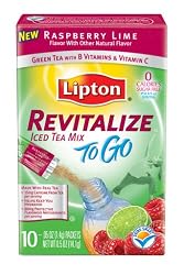 Lipton Green Tea To Go, Revitalize Raspberry Lime, 10-count, 0.05-Ounce Boxes (Pack of 6)