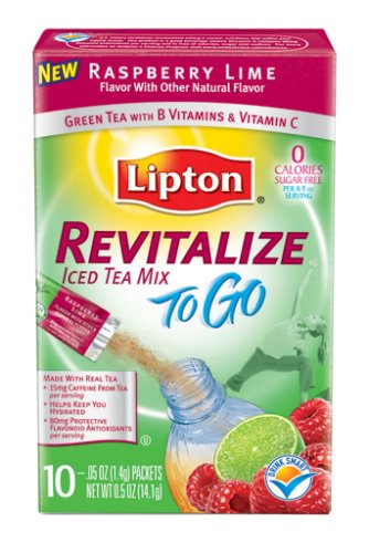 Lipton To Go, Revitalize Raspberry Lime, 10-count, 0.05-Ounce Boxes (Pack of 6) by Lipton