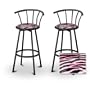 2 Animal Pink Zebra Print Black Swivel Barstools
