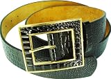 Vecceli Italy Animal Skin Embossed Womens Belt BT-110CROCBLK