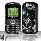 Black Buttefly Silver Flower Vine Rubberized Snap on Hard Shell Cover Prote ....