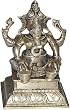 Brass Ganesha Seated Statue Playing Tabla 4 x 3 x 5.5 inches