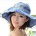 LOCOMO Women Floral Pattern Chiffon Layer Kentucky Derby Wide Brim Hat FFH148BLU