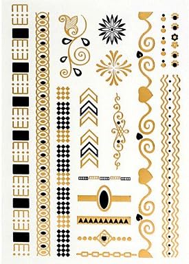 OOFAYZBL 4PCS Chic Flash Tattoo Gold Tattoo Metallic Tattoo Taty Tatouage Temporary Tattoo Sticker Metal Tatoo Fake Tatto