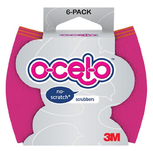 3M O-Cel-O SCRB02 No-Scratch Household Scrubbers (Pack of 6)