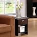 End Tables | Living Room End Tables | Espresso End Tables | End Tables with Storage | Side Tables - Furinno Living Set - End Table Storage Shelf with Bin Drawer - Espresso Finish, 10004