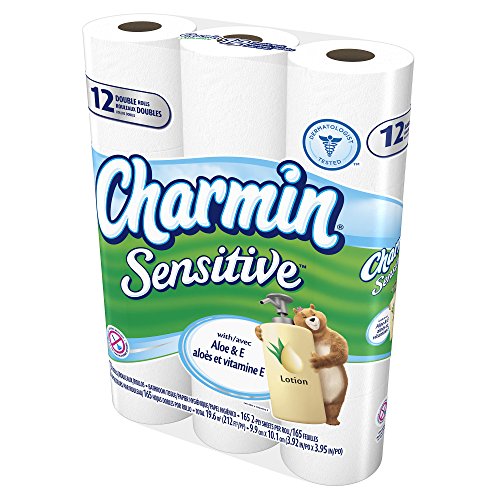 Charmin Sensitive Toilet Double Paper Rolls, 12 Count Home Garden