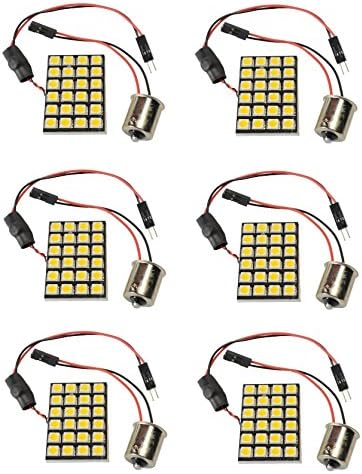 6 X N.R.G 1141 1156 1003 BA15S Base 24 LED Directional Panel Light Bulb 10-30v 12v / 24v 360 Lumens - Warm White