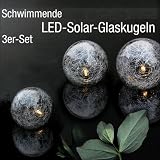 Solar LED-Glaskugeln - Schwimmleuchten 10cm 3er Set
