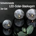 Solar LED-Glaskugeln - Schwimmleuchten 10cm 3er Set