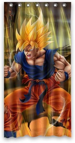Comfort Home Style Custom Japanese Anime Dragon Ball Z Goku Super Saiyan Pattern Design Waterproof Polyester Fabric Shower Curtain,Bathroom decor 36"x72"