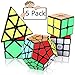 Speed Cube Set Vdealen Puzzle Cube Bundle 2x2x2 3x3x3 Pyramid Megaminx Skew Speed Cube Smooth Sticker Cubes Interesting IQ Games for All Age Kids [5 Pack]