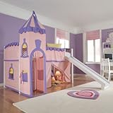 Schoolhouse Twin Princess Loft Bed w/ Slide, Perfect for Your Girls Bedroom Furniture Set