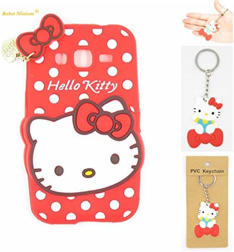 Core Prime Case,Galaxy Core Prime Flexible Soft Silicone Gel Rubber Case,Robot Minions Lovely Red Hello Kitty Skin Case Cover for Samsung Galaxy Core Prime G360/Prevail LTE +Gift:Cartoon Key Chain