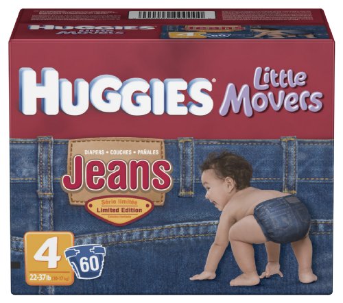 Huggies Little Movers Jean Diapers, Size 4, 60-Count
