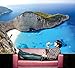 GREAT ART® Zakynthos Beach - Wreck of Greece Island Navagio Island Zante Greece Sea Wall Decor - Smuggler's Bay Wallpaper (210 x 140 cm)