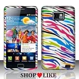 Rubberized Silver Blue Green Purple Orange Colorful Zebra Snap on Design Ca ....