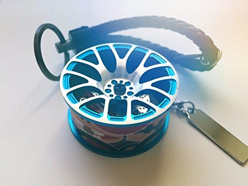 SLS Auto Parts-custom rim wheel keychain with cartoon pattern (Blue)