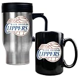 NBA Los Angeles Clippers Stainless Steel Travel Mug & Black Ceramic Mug Set - Primary Logo