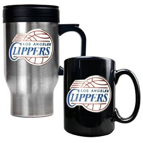 Los Angeles Clippers NBA Stainless Steel Travel Mug and Black Ceramic Mug Set - Primary... by Great American Products
