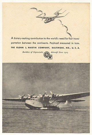 1935 Glenn L Martin Aircraft M-130 Airplane Photo Print Ad
