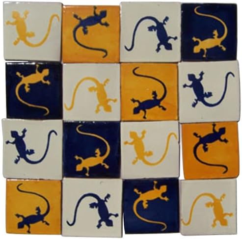 16 Hand Painted Talavera Mexican Tiles 4"x4"
