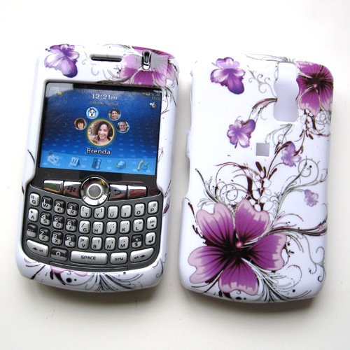 RIM Blackberry Curve 8300 8310 8320 8330 Snap-on Protector Hard Case Image Cover “Artistic Purple Flowers” Design