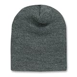 CHARCOAL GREY SHORT BEANIE SKI CAP CAPS HAT HATS TOQUE