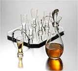 DECANTER WITH 6 CORDIAL GLASSES ON MIRROR TRAY