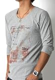 (ファストカラーズ)FastColors ラメロゴフォトＵネック七分袖カットソー ７分 Ｔシャツ