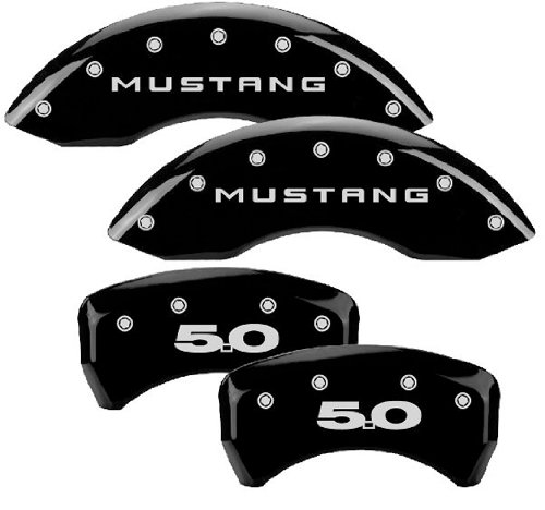 MGP Caliper Cover 10198-S-M50-BK Black Powdercoat Brake Caliper Cover with Silver Mustang Letters for Silver 5.0 17" and Larger Wheels Ford Mustang, (Set of 4) On Sale